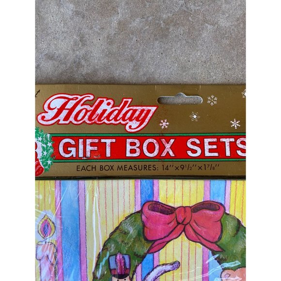 CHRISTMAS GIFT BOXES - Set of 3 - NIP - Vintage - Crest Holiday Gift Boxes - 14" - Picture 3 of 6